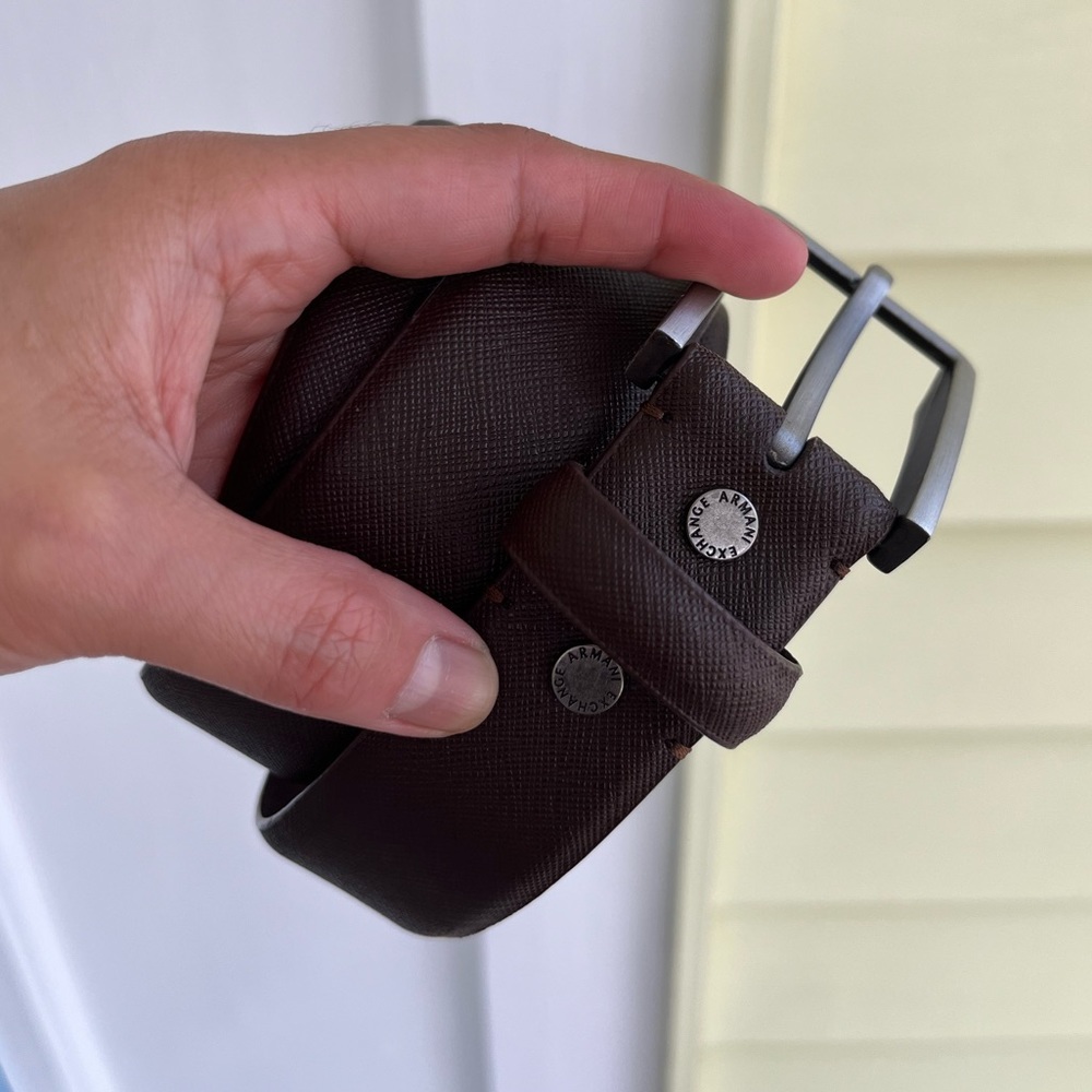 Armani Exchange | Brown Saffiano Leather Belt